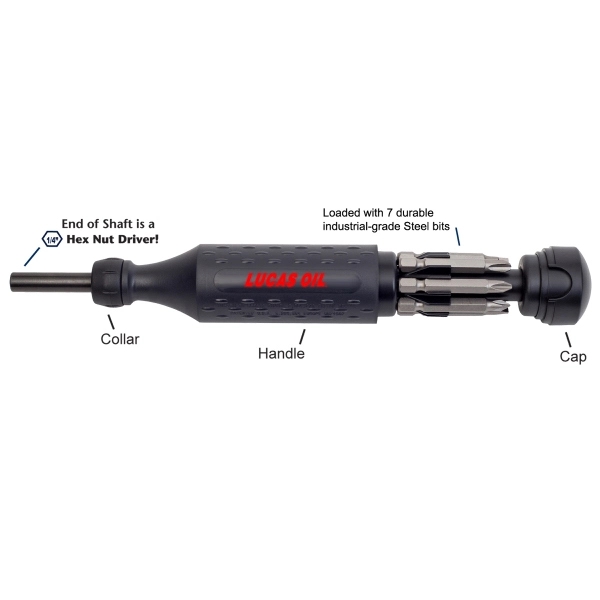 Eight-in-one multi-bit screwdriver measuring 7.5" with custom logo and color design.... from ASI 46170 Compass Industries Inc
