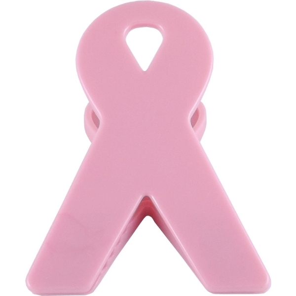Pink awareness ribbon bag clip, ideal for sealing snacks and showing... from ASI 67075 Leprechaun Promotions, LLC / Leprechaun Promotions