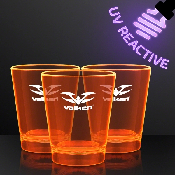 Blank or imprinted. 1.5 oz. UV Reactive Glow Shot Glasses... from ASI 34194 ALightPromos / Alight Promotional Products