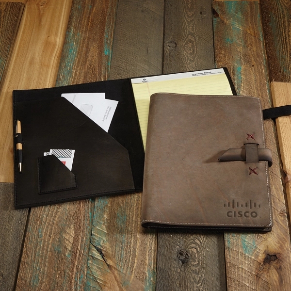USA-made 9 1/2" x 12 1/2" x 3/4" leather padfolio, available... from ASI 88060 Snugz/USA Inc / SnugZ USA®