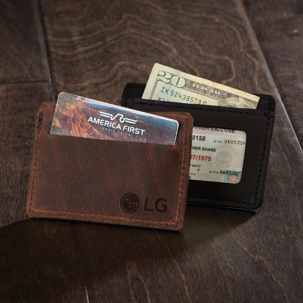 USA-made leather single-pocket wallet (4 1/4" x 3 1/8") available in... from ASI 88060 Snugz/USA Inc / SnugZ USA®