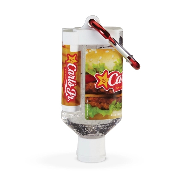 1.9 oz. duo bottle featuring clear gel hand sanitizer and SPF... from ASI 88060 Snugz/USA Inc / SnugZ USA®