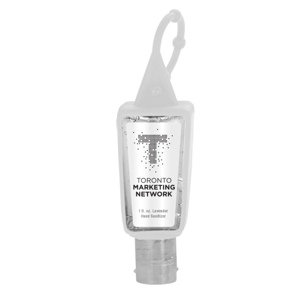 1 oz. clear gel hand sanitizer in a trapezoid bottle measuring... from ASI 88060 Snugz/USA Inc / SnugZ USA®