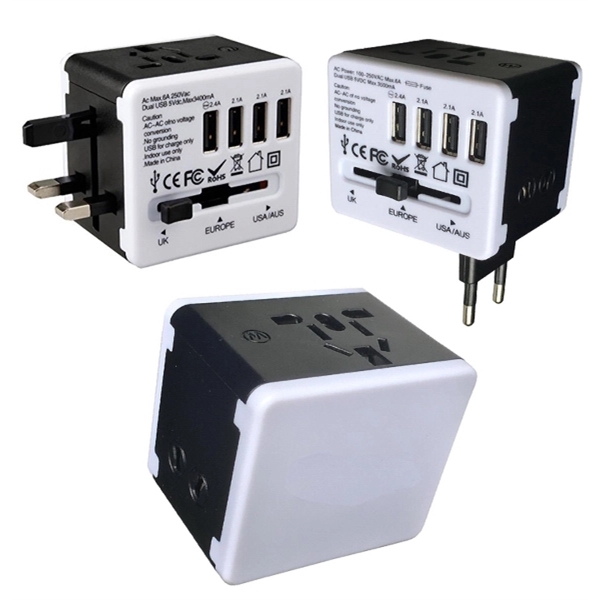 World Travel Adapter with 4 USB Charging Ports.... from ASI 79909 Promotek / Promotek™