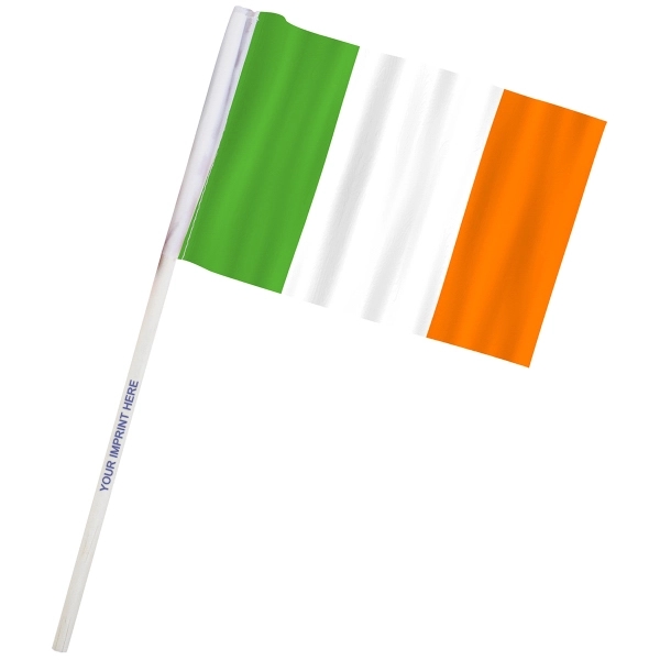 4" x 6" Ireland Imprinted Staff Polyester Stick Flag on 10"... from ASI 80228 Quinn
