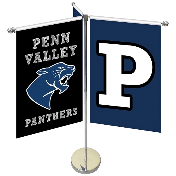 11-19.7" Metal Telescopic Flagpole w/ 3 Double Sided Banners... from ASI 80228 Quinn