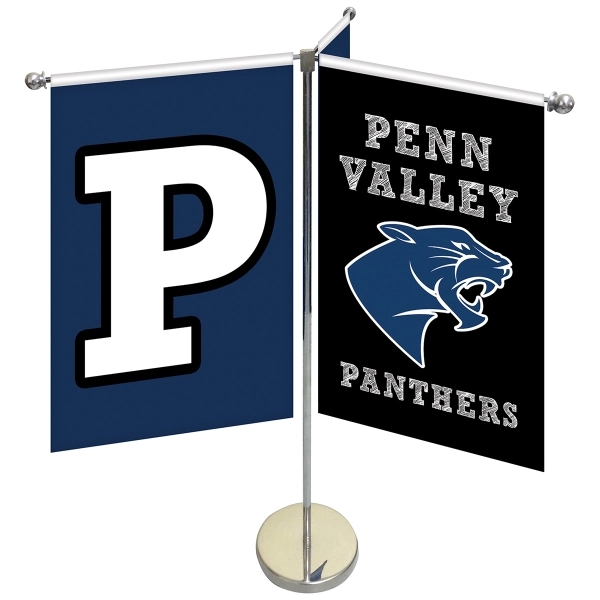 11-19.7" Metal Telescopic Flagpole w/ 3 Double Sided Banners... from ASI 80228 Quinn