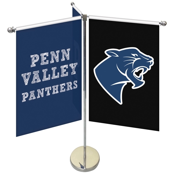 11-19.7" Metal Telescopic Flagpole w/ 3 Single Reverse Banners... from ASI 80228 Quinn