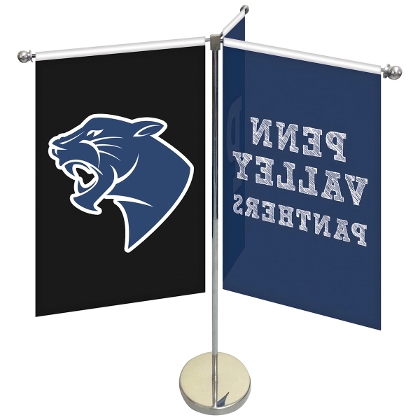 11-19.7" Metal Telescopic Flagpole w/ 3 Single Reverse Banners... from ASI 80228 Quinn