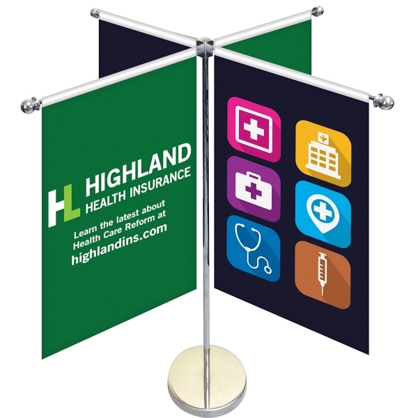 11-19.7" Metal Telescopic Flagpole with 4 Double Sided Banners... from ASI 80228 Quinn