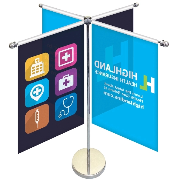 11-19.7" Metal Telescopic Flagpole with 4 Single Reverse Banners... from ASI 80228 Quinn