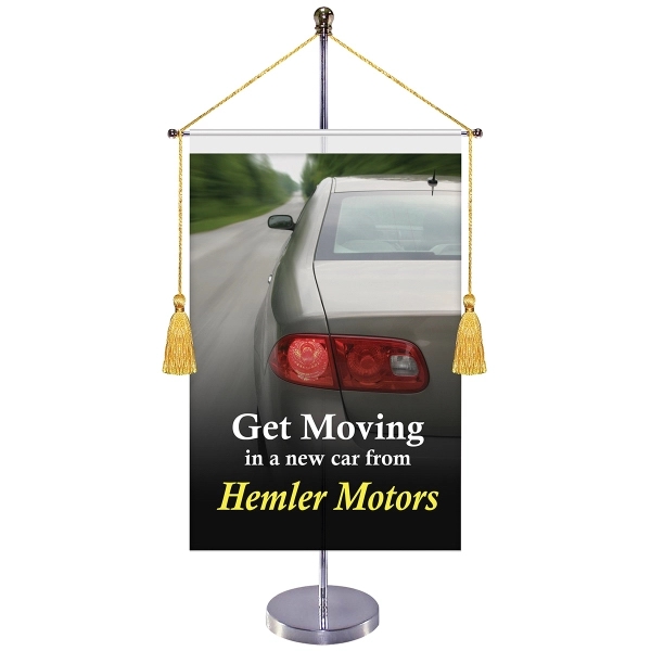 11-19.7" Metal Telescopic Flagpole w/ One Double Sided Banner with Hanging... from ASI 80228 Quinn