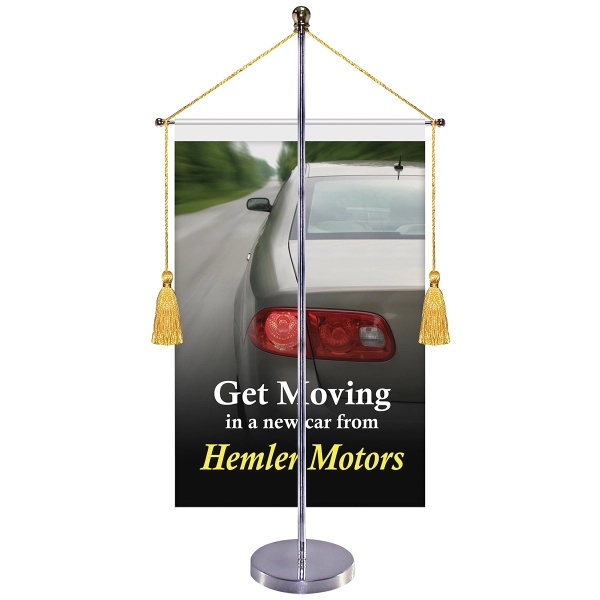 11-19.7" Metal Telescopic Flagpole w/ One Double Sided Banner with Hanging... from ASI 80228 Quinn