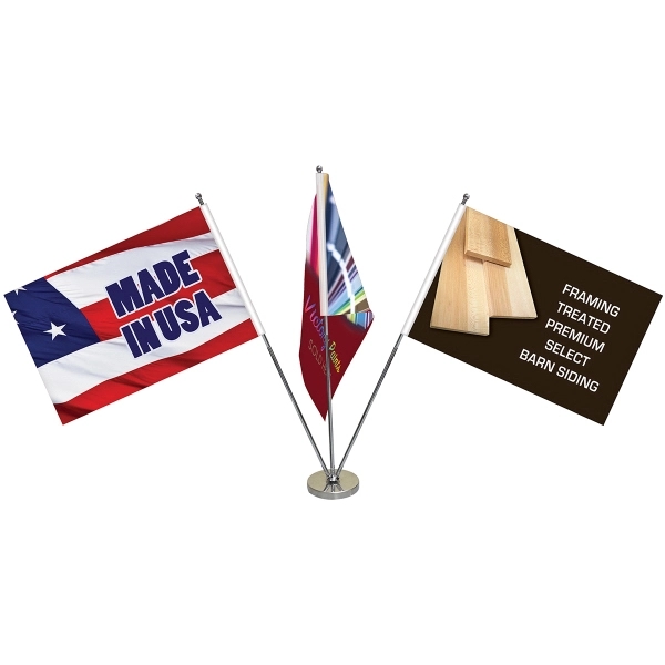 11.4-20" Metal Telescopic Flagpole with 3 Double Sided Flags... from ASI 80228 Quinn