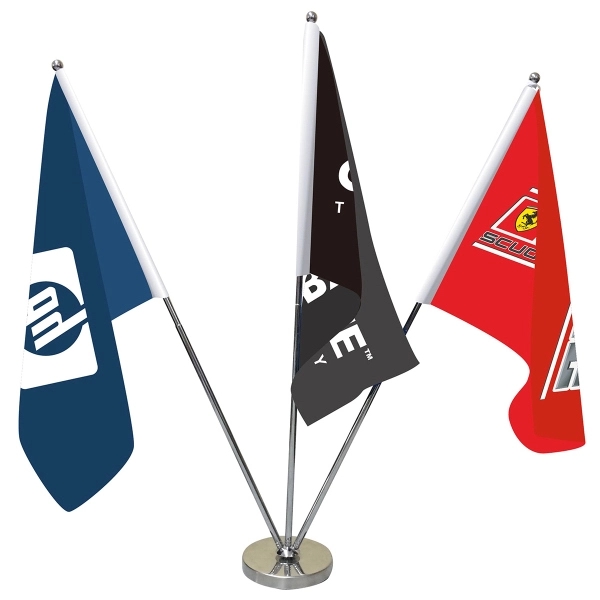 11.4-20" Metal Telescopic Flagpole with 3 Double Sided Flags... from ASI 80228 Quinn