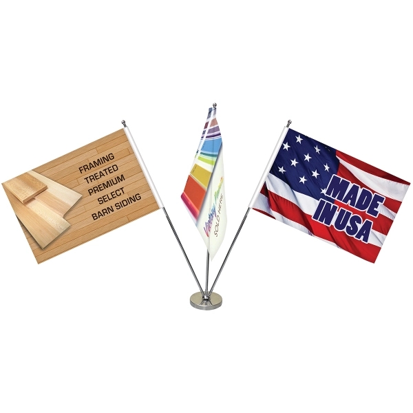 11.4-20" Metal Telescopic Flagpole with 3 Single Reverse Flags... from ASI 80228 Quinn