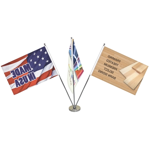 11.4-20" Metal Telescopic Flagpole with 3 Single Reverse Flags... from ASI 80228 Quinn