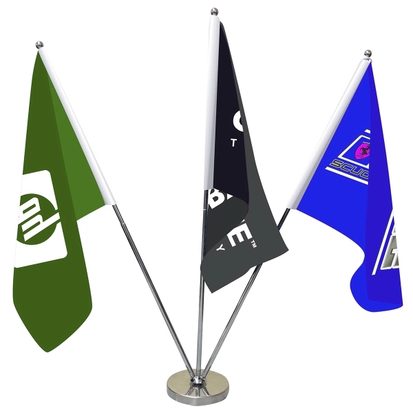 11.4-20" Metal Telescopic Flagpole with 3 Single Reverse Flags... from ASI 80228 Quinn