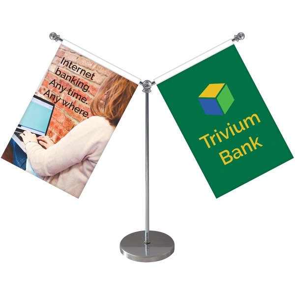 11" Metal Flagpole w/ Two Double Sided Flags... from ASI 80228 Quinn