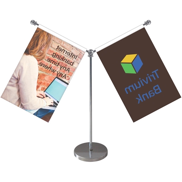 11" Metal Flagpole w/ Two Single Reverse Flags... from ASI 80228 Quinn