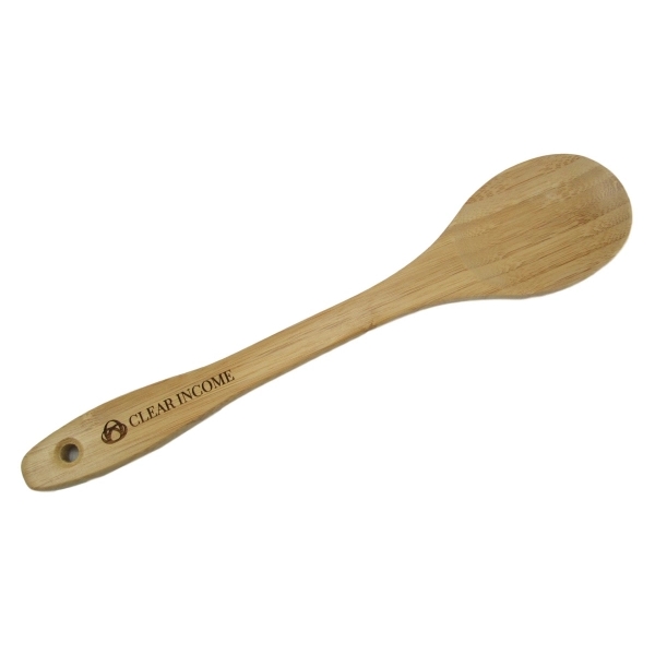 12" bamboo salad spoon with lacquered finish and hole for easy... from ASI 72657 Active Life Promo / Apres Ski Ingrain Promo