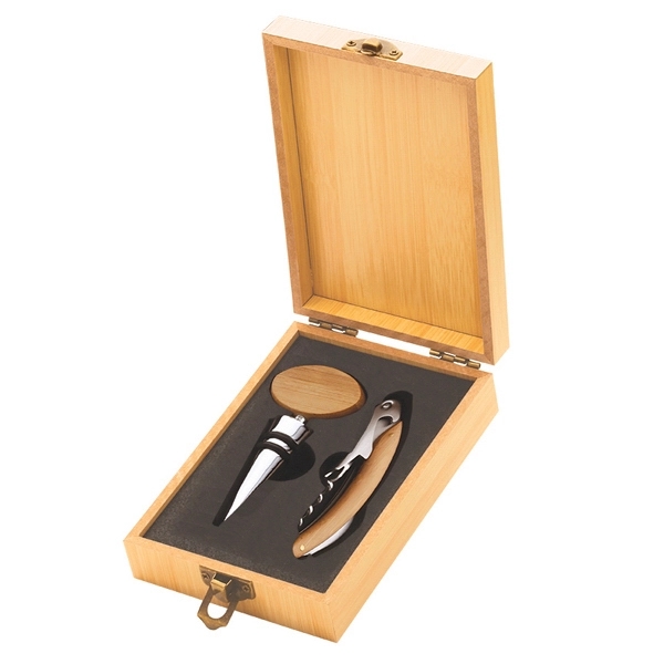 Bamboo corkscrew and stopper set.... from ASI 46755 Cosmo Promos