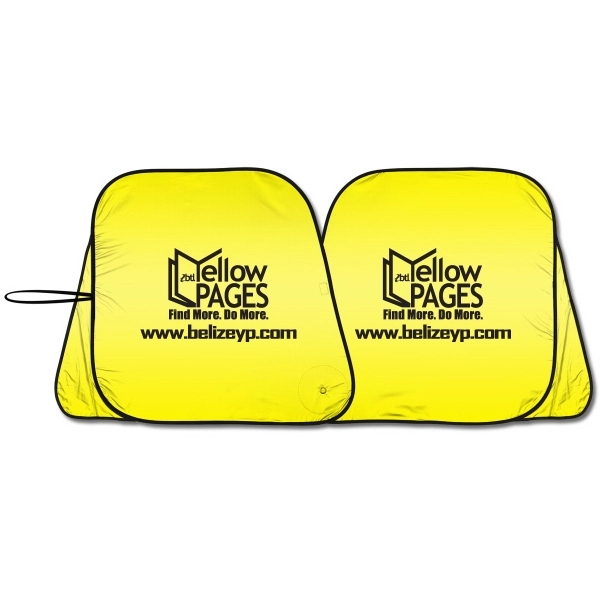 Bright Yellow  Patented  collapsible fabric sunshade dual panel with... from ASI 37586 Auto-Sun-shade/Intertek