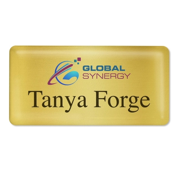 Quality personalized metal name badge with a domed resin finish, digitally... from ASI 79898 Promovision / PROMOVISION