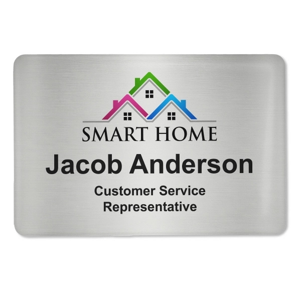 Quality personalized metal name badge with a domed resin finish, digitally... from ASI 79898 Promovision / PROMOVISION