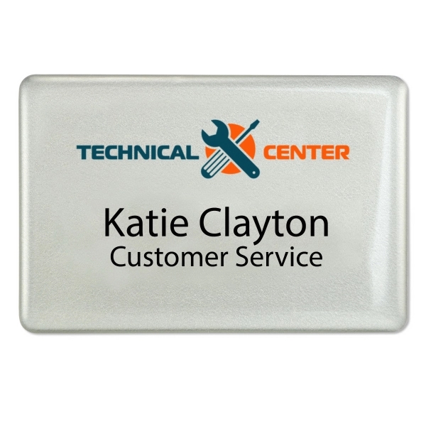 Top-quality name badges with a domed high-gloss resin finish, digitally printed... from ASI 79898 Promovision / PROMOVISION