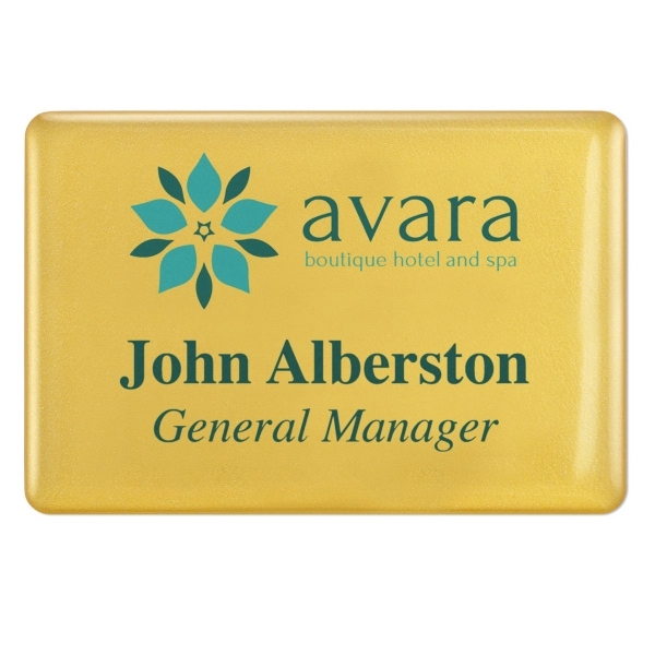 Top-quality name badges with a domed high-gloss resin finish, digitally printed... from ASI 79898 Promovision / PROMOVISION