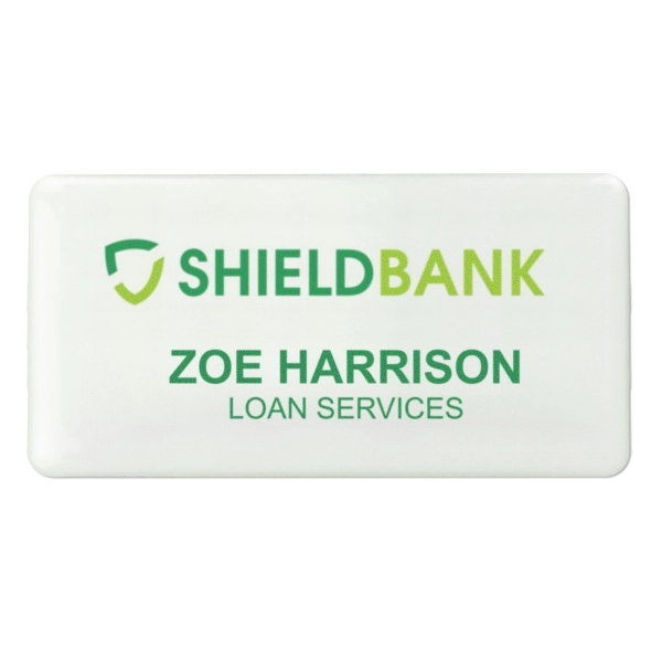 Top-quality name badges with a domed high-gloss resin finish; digitally printed... from ASI 79898 Promovision / PROMOVISION