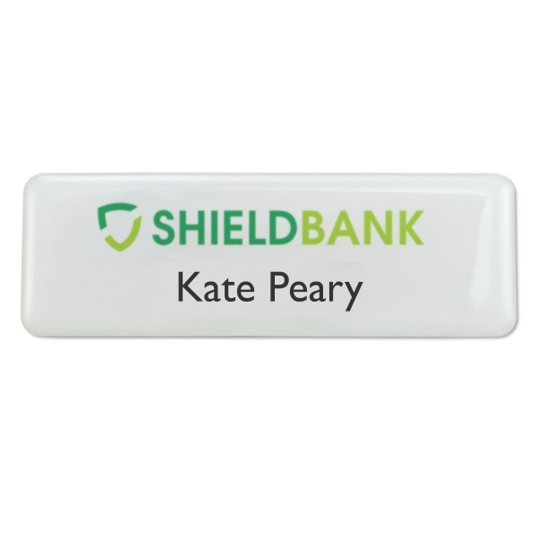 Top-quality name badges with a domed high-gloss resin finish, digitally printed... from ASI 79898 Promovision / PROMOVISION