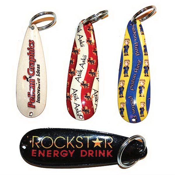 Powder coated 3 1/2" metal casting spoon with silver key ring.... from ASI 76797 Pelican Graphics / Pelican Lures