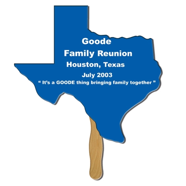 Texas shaped fan made with heavy 22 pt. high density white... from ASI 67620 Lion Circle Corp / Lion/Circle