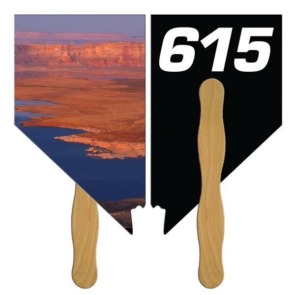 Digital printed Nevada State shape auction fan with visible wooden stick.... from ASI 67620 Lion Circle Corp / Lion/Circle