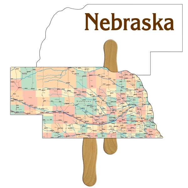 Nebraska StateState shaped fan with wooden stick.... from ASI 67620 Lion Circle Corp / Lion/Circle