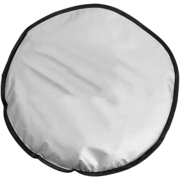 Satin silver collapsible fabric sunshade, one piece construction, dual round loops... from ASI 37586 Auto-Sun-shade/Intertek