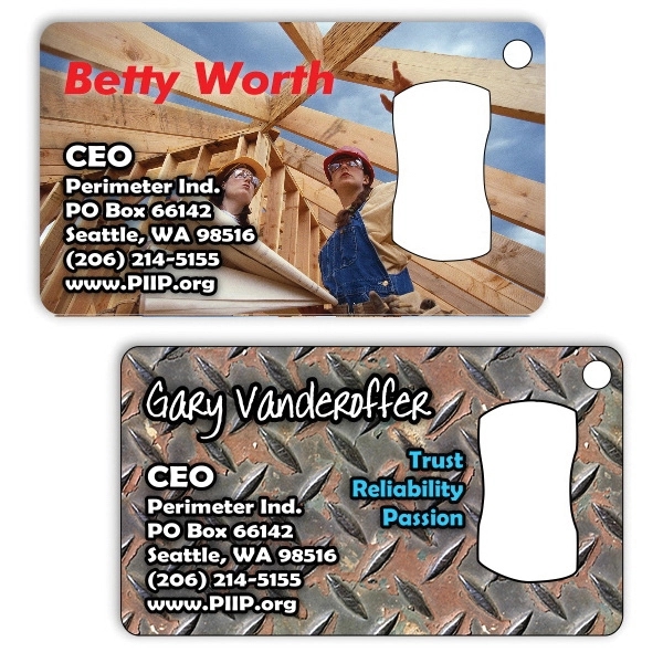This business card bottle opener is made from 14 gauge powder... from ASI 76797 Pelican Graphics / Pelican Lures