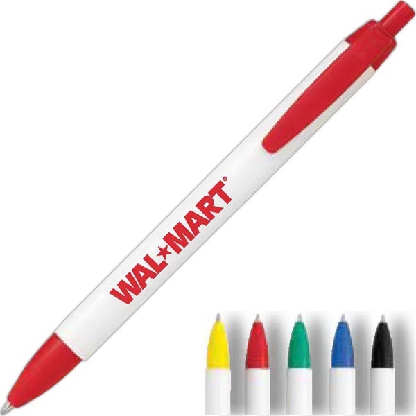 Retractable top action barrel pen, white barrel/colored trim, black ink medium... from ASI 83770 Royal Industries / The Royal Line
