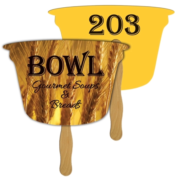 Digital printed Bowl shape auction fan with visible wooden stick.... from ASI 67620 Lion Circle Corp / Lion/Circle