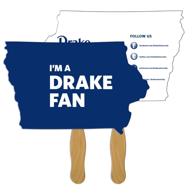 Iowa State shaped digital economy fans with double sided film lamination.... from ASI 67620 Lion Circle Corp / Lion/Circle