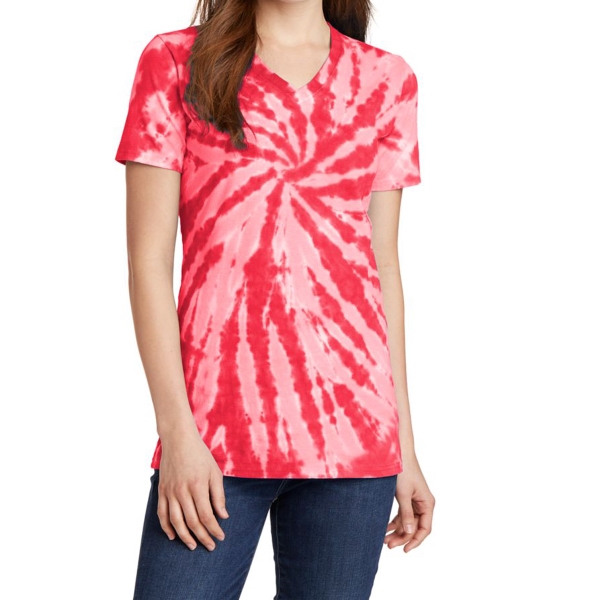 V-neck tie-dye T-shirt for ladies with a contoured, feminine fit in... from ASI 61125 Hit Promotional Products
