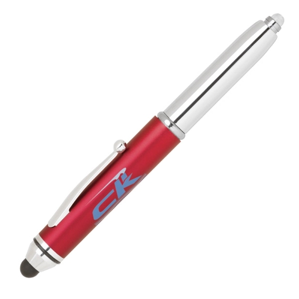 Cap-off 3 in 1 plastic stylus pen with L.E.D. flashlight... from ASI 79535 Primetime / Primetime