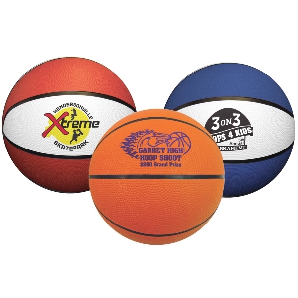 7" mini rubber basketball that features a re-inflatable athletic valve.... from ASI 55675 Galaxy Balloons Inc / Galactic Fun Time Line