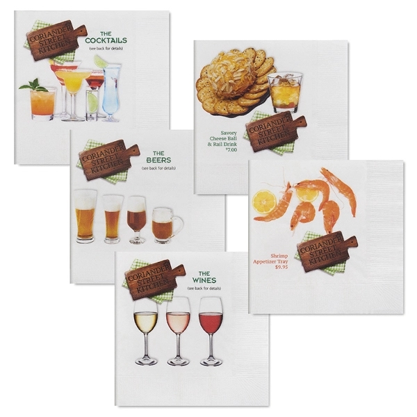 2-Ply, White, Digital Full Color Facial-grade Beverage Napkin... from ASI 31490 Admatch Corporation / Admatch-Regal