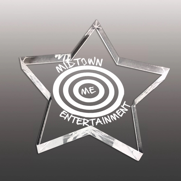Paperweight made of 1/2" clear acrylic with etched graphics.... from ASI 72521 Morris Magnets / Laser Cuts