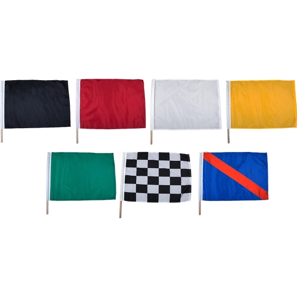 Official polyester 24" x 30" auto racing flag set mounted on... from ASI 80228 Quinn