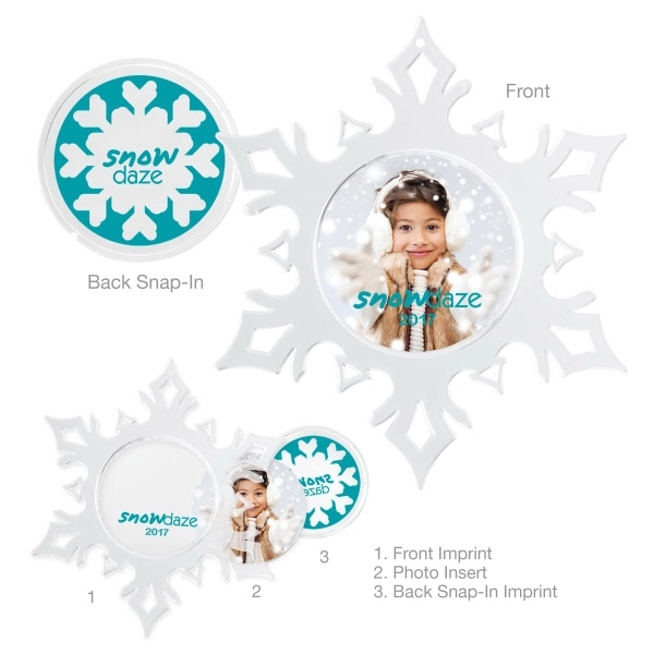 Snowflake ornament with snap-in section to include a photograph.... from ASI 62190 Illini