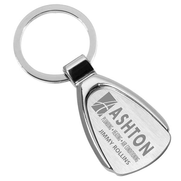 Water droplet shaped metal keyholder with matte finish and chrome accents.... from ASI 62660 Innovation Line
